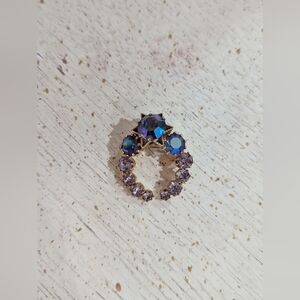 Purple and Blue Crystal Wreath Brooch - Fashion Jewelry Austria